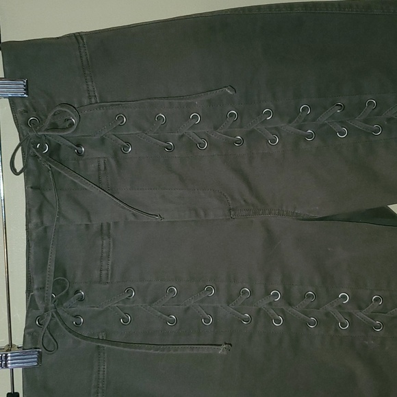 A.L.C Kingsly Lace Up Olive Green Skinny Pant Size 6 - Picture 6 of 8